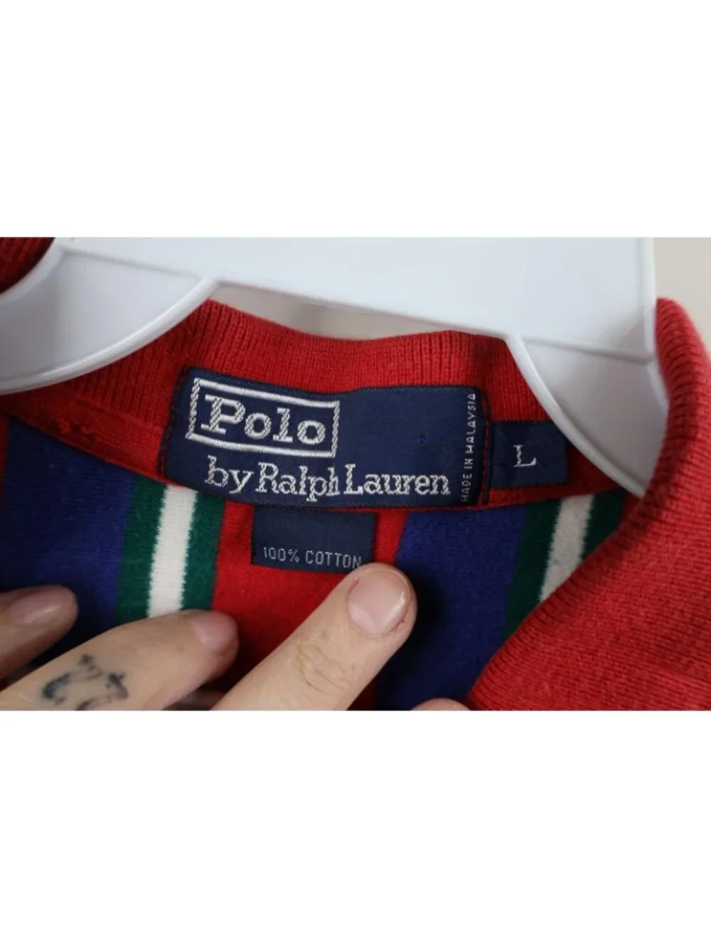 Vintage 90s Ralph Lauren Mens Large Baggy Striped Color Block Soft Cotton Polo